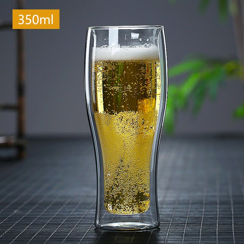 Heat Resistant Double Wall Glass Cup Coffee Mug Double Layer Reusable Carafe For Juice Milk Tea Beer Wine Beverage Latte Dessert: 350ML CB318-C
