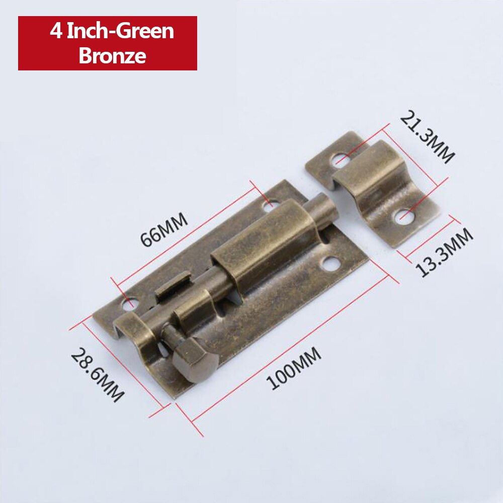 Verrou de porte en acier inoxydable de 1.5/2/3/4 pouces, solide, coulissant, loquet à loquet, agrafes, quincaillerie de porte de sécurité: Green Bronze-4 inch