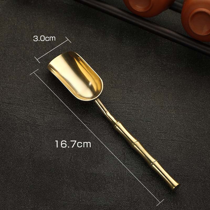 Chinese Tea Spoons Copper Tea Scoop Spoon Tea Leaves Chooser Holder Chinese Kongfu Tea Accessories Tools: Light Yellow