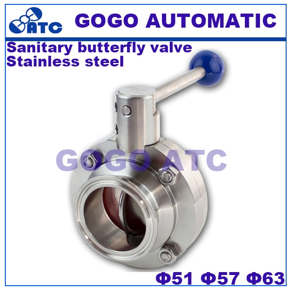 Vlinder Valve SS304 Rvs Sanitair Tri Clamp Vlinderklep O.D 51-63mm Homebrew Bier Zuivel Vlinderklep