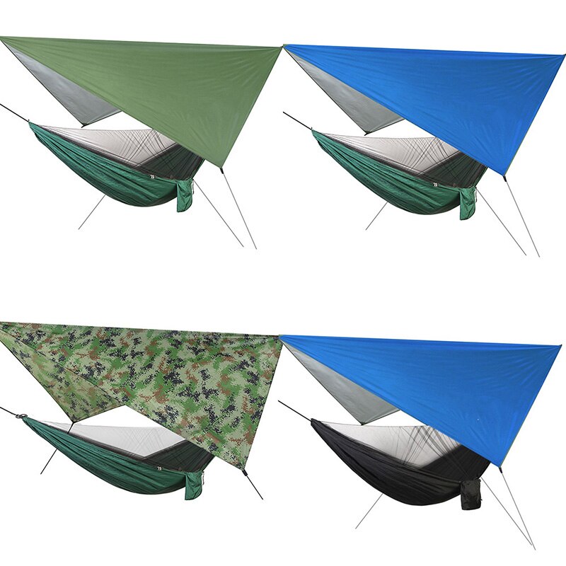 1pcs outdoor camping nylon parachute cloth automatic quick-opening mosquito net hammock canopy set sky tent S7B0983