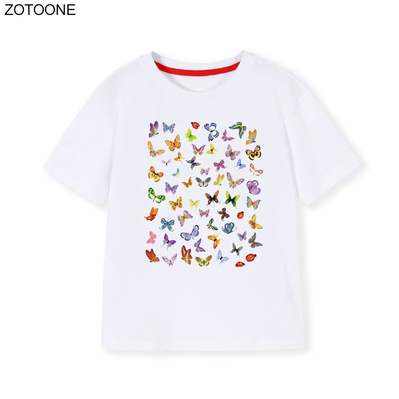 Zotoone Dier Patches Kleurrijke Vlinder Stickers Ijzer Op Transfers Voor Kleding T-shirt Diy Warmteoverdracht Voor Kids Applicaties G