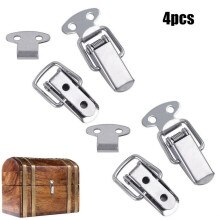 4Pcs Stainless Steel Toggle Latches Spring Locking Latch Hasps Suitcase Catch Clasp Box Hinges Furniture Hardware Accessories