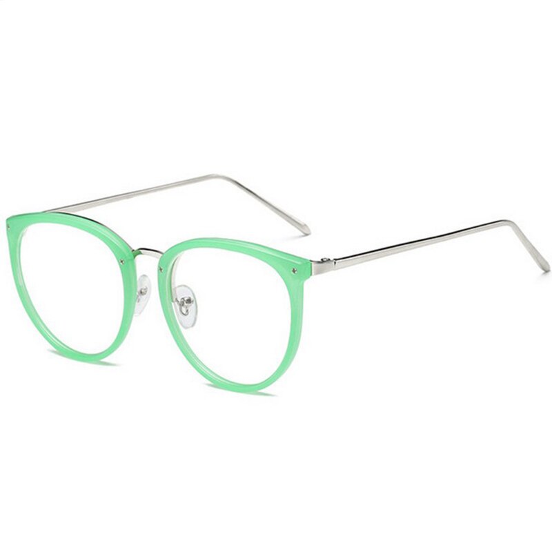 #39 optiske gjennomsiktige briller kvinner nærsynthet briller innfatning metall briller klare linser kvinners briller: Grønn