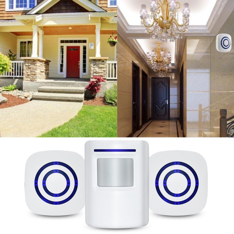 1 Set EU/US Plug Smart Door Bell Motion Sensor Wireless Doorbell Alert Secure System Alarm Doorbell 38 Chimes Door Ring Receiver