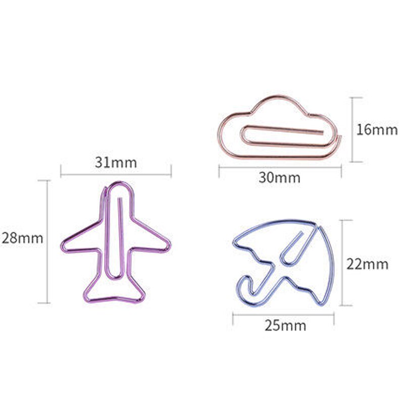 12pcs/lot Cartoon Shape Mini Paper Clips Kawaii Stationery Clear Binder Clips Photos Notes Letter Paper Clip Office Stationery