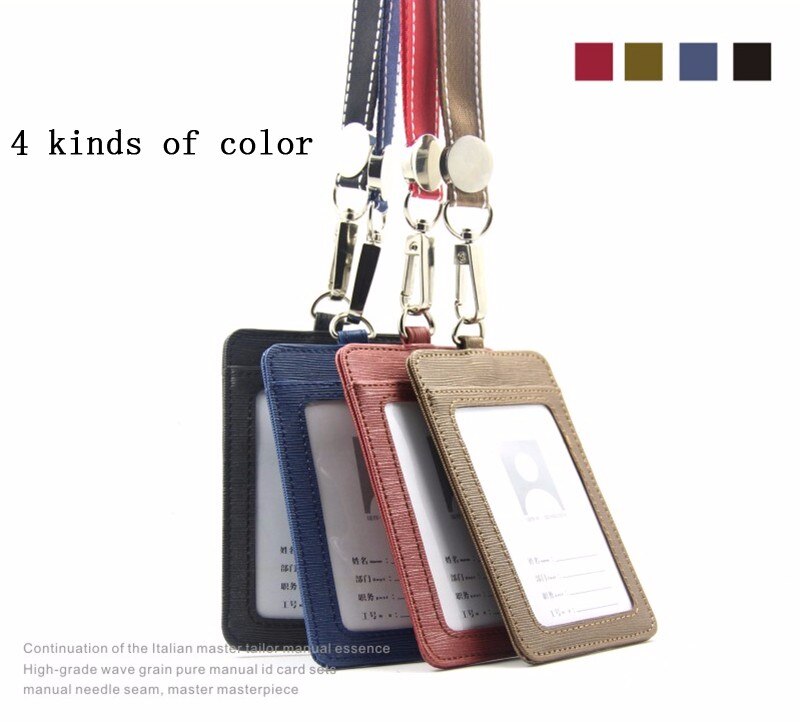 High-grade PU Card holder Staff Identification Card Neck Strap with Lanyard badge Neck Strap Bus ID holders