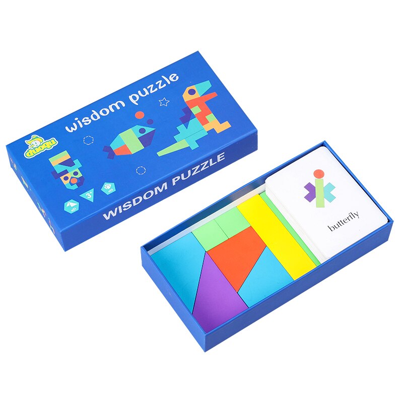 Magnetic 3D Puzzle Jigsaw Tangram Game Montessori Learning Educational Drawing Board Games Toy for Children Brain Tease: PEACOCK BLUE