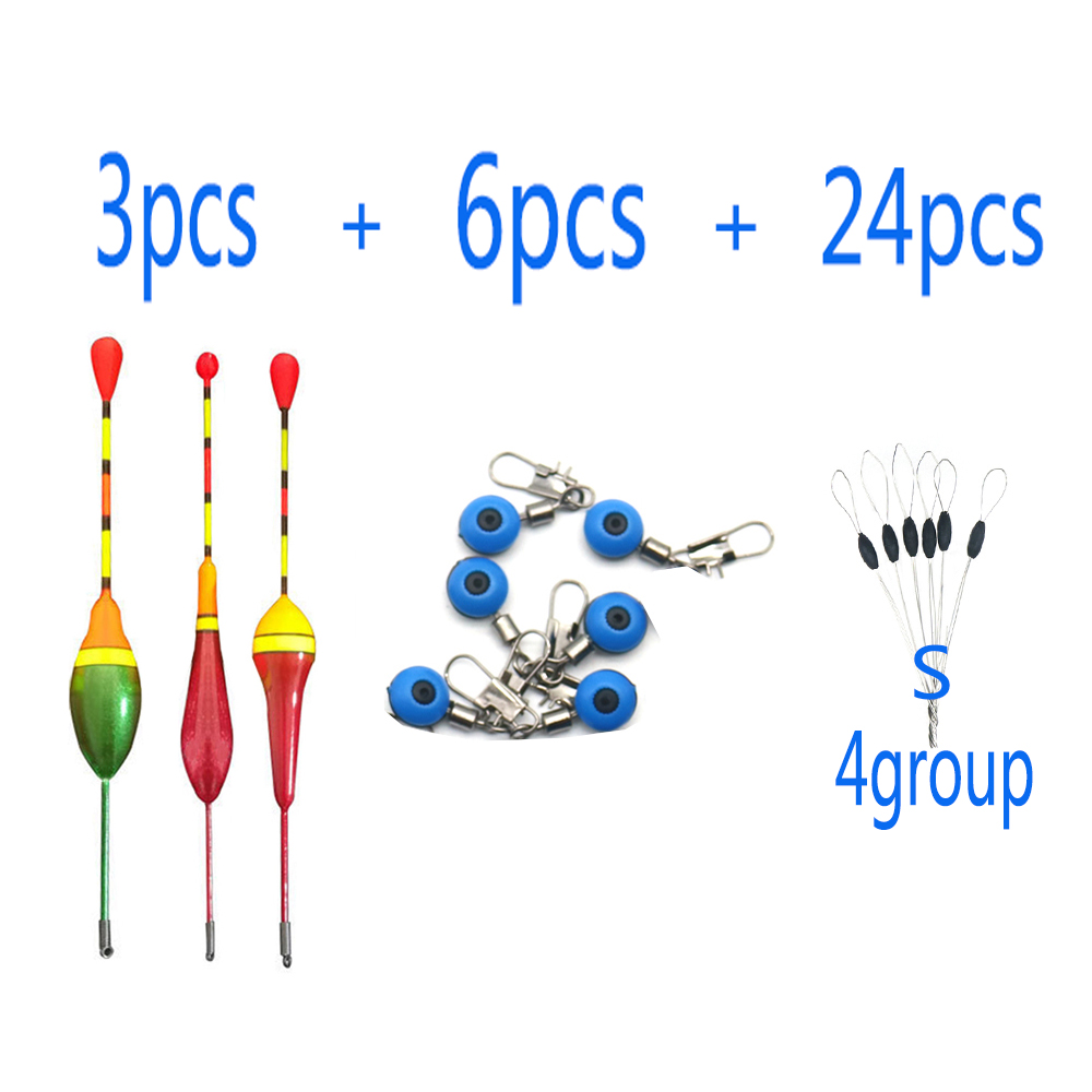 Fishing float connector positioning bean 3pcsFishing+Floats+6pcsFishing float connector+24pcsFishing positioning beans
