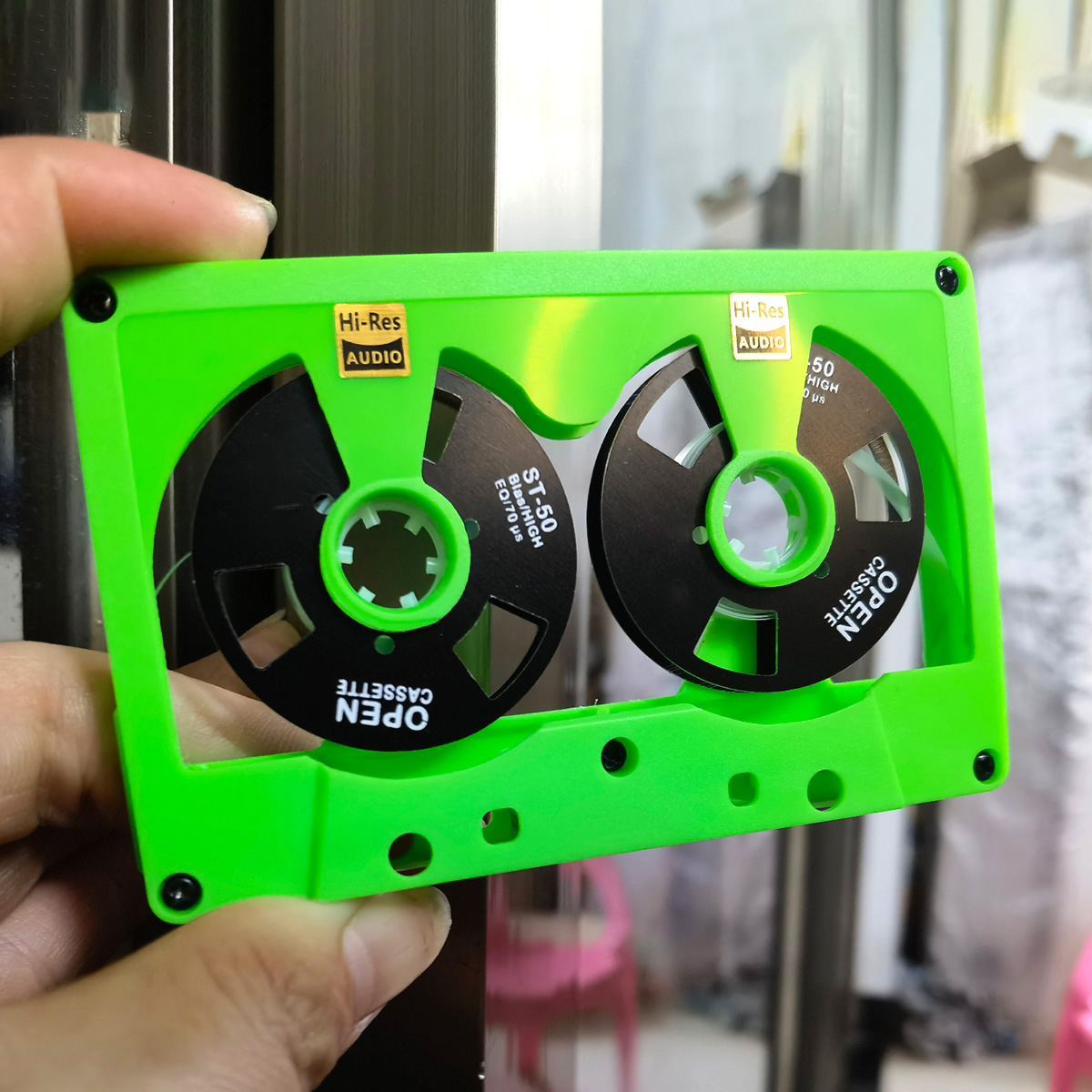 Audio Cassette Reel to Reel Tape Cassette 50 Minute Blank Tape Double Sided Metal Reel Hollow Case Self-made: Dark Grey