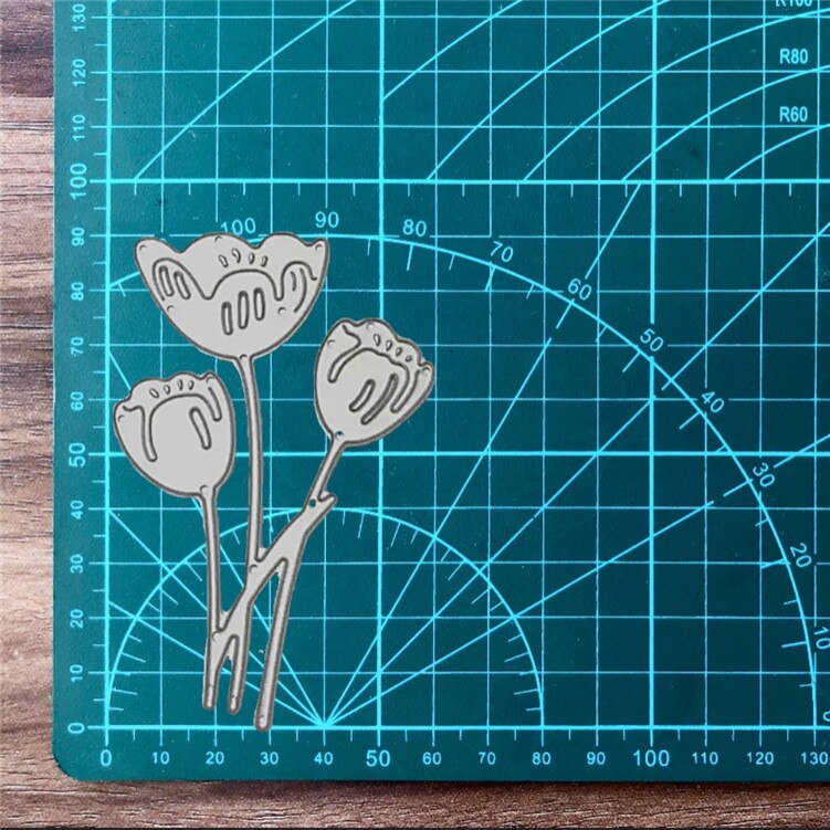 Matrices de découpe en métal fleurs de tulipe pour Scrapbooking, artisanat artisanal fait à la main, faire une feuille de carte Album Photo décorative