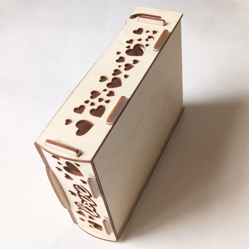 Wedding Signature Box Decor Wooden Box Hearts Romantic Rustic Sweet Guestbook Wedding Supplies Business Card Box
