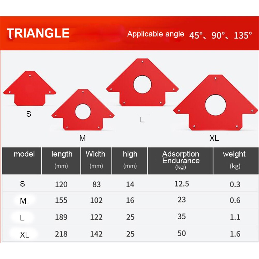 6PCS Welding Positioner Machine Accessories 9lbs 25lbs Multi Degrees Angle Soldering Arrow Fixing Tool Welding Magnet Holder