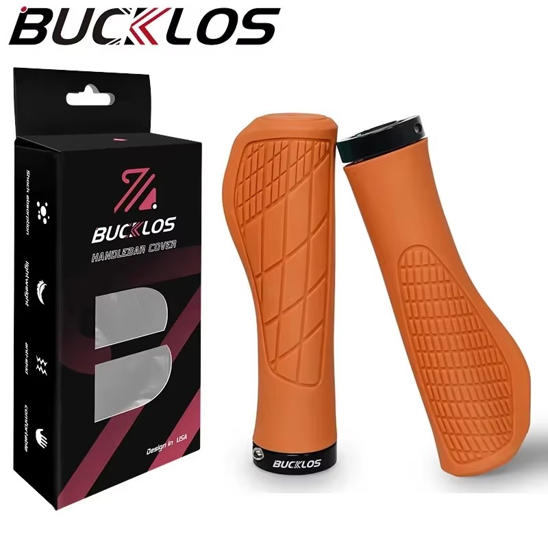 BUCKLOS-empuñaduras de manillar de bicicleta, empuñaduras ergonómicas con bloqueo, antideslizantes, duraderas, accesorios para bicicleta: Café