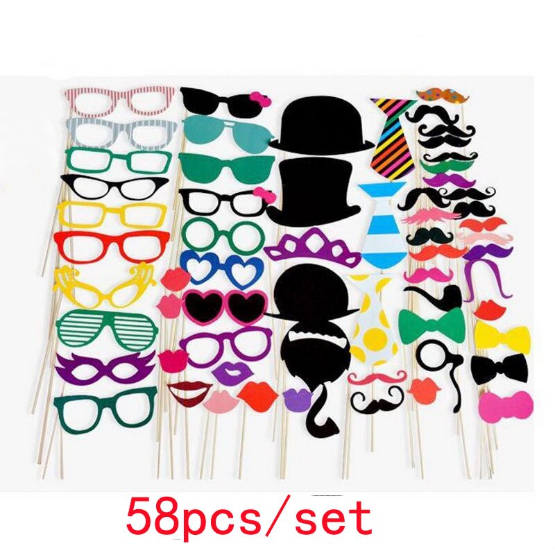 Gelukkig Bruiloft Diy Decoratie Photo Booth Props Grappige Masker Bril Snor Lip Op Een Stok Birthday Party Wedding Supplies
