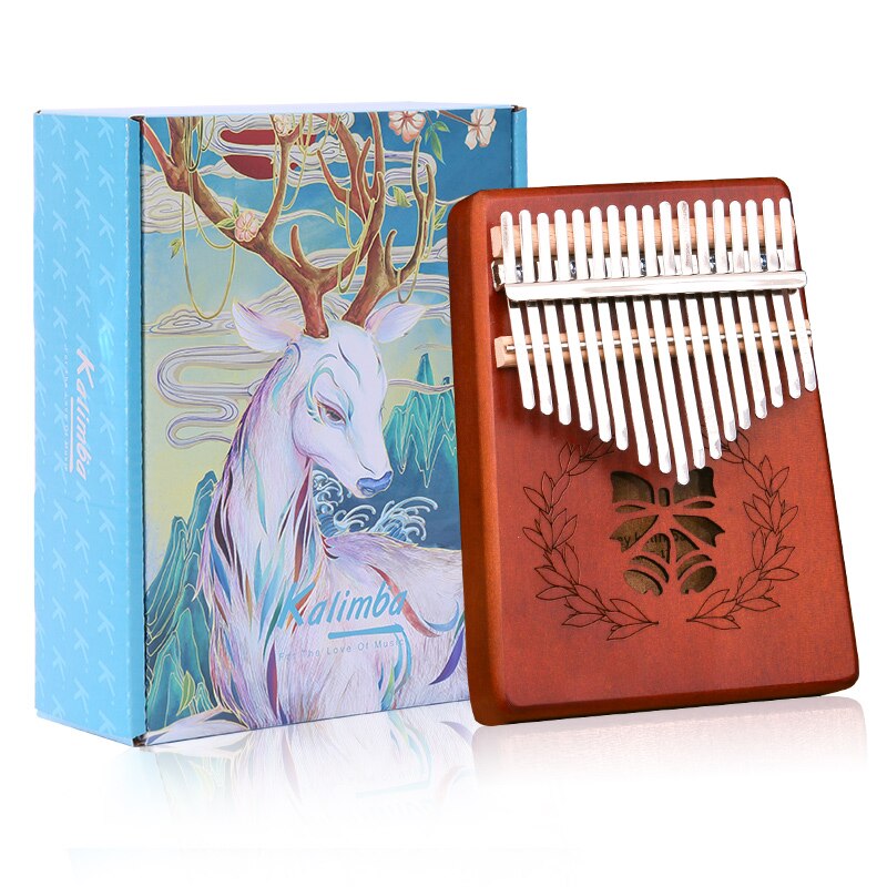 17 Keys Kalimba Wood Mahogany Thumb Piano Portable Hollow Pattern Finger Marimba Likembe Musical Instrumentos Pianoforte Calimba: Retro