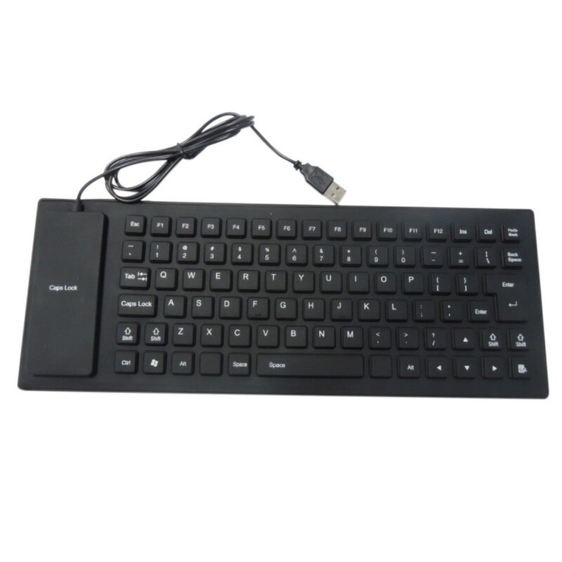 Portable USB Keyboard Russian Version Flexible Water Resistant Soft Silicone Mini Gaming keyboard for Tablet Computer Laptop PC: Black
