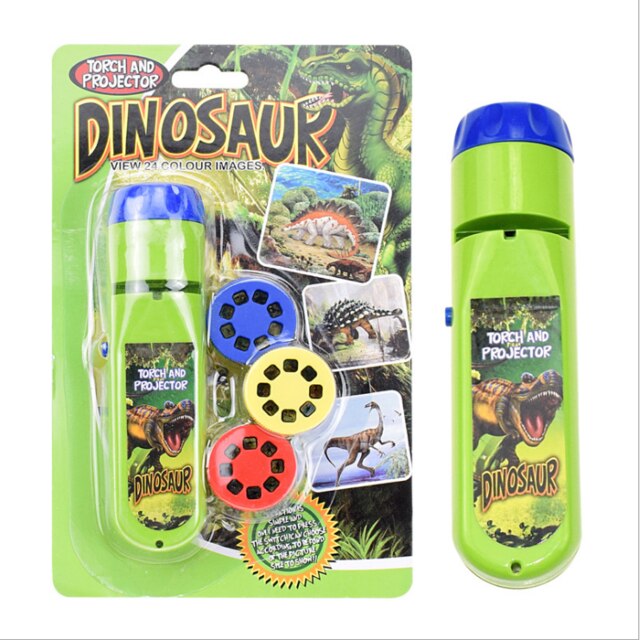 Children's Toy Storybook Torch Projector Kaleidoscope Sky Handrail Galaxy Night Light Up Cartoon Baby Toys Kids Educational Toys: Green dinosaur