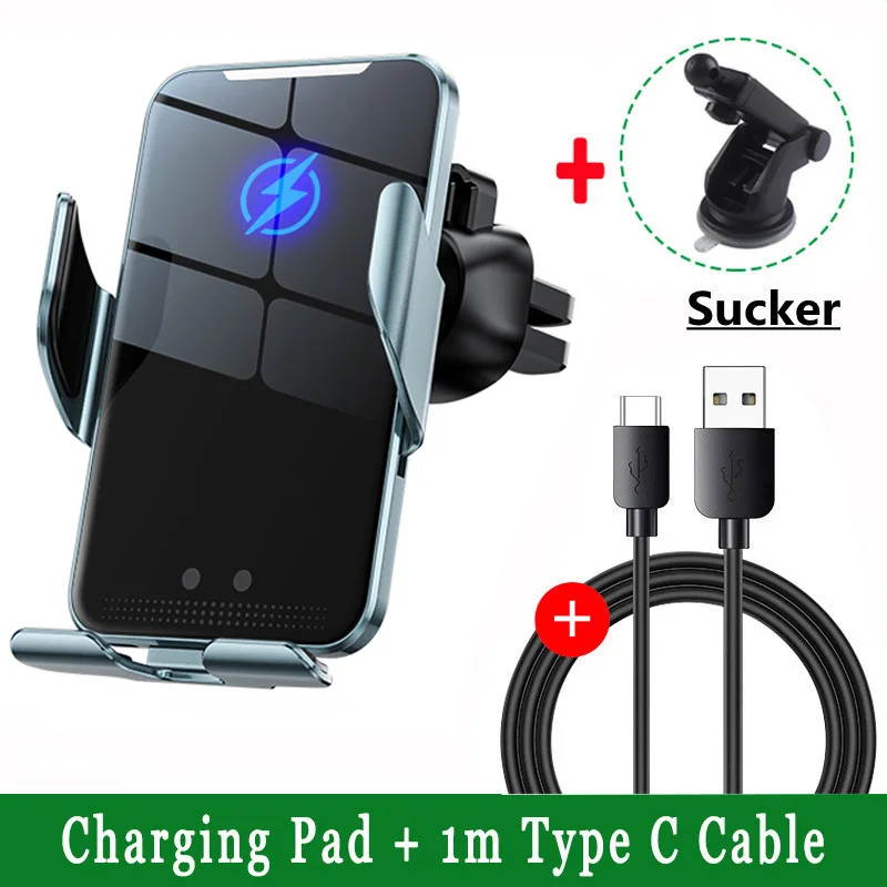 Cargador inalámbrico de coche de 30W, soporte magnético para teléfono de montaje en coche para iPhone 15, 14, 13, 12, Samsung, carga rápida por inducción infrarroja: Plata