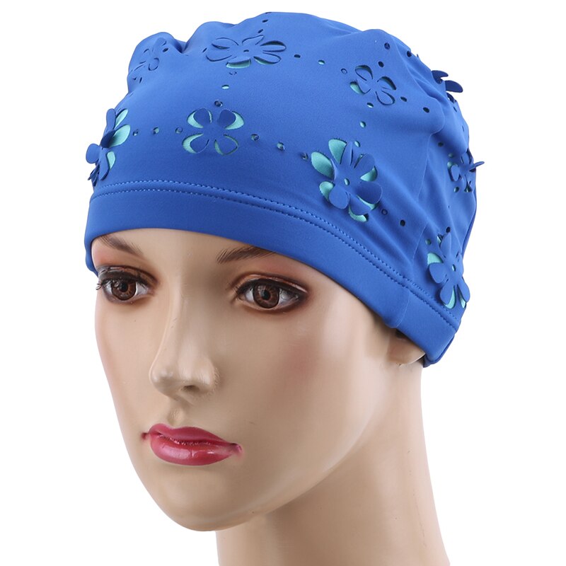 Zwemmen Hoed Vrouwen Unisex Meisjes Lang Haar Badmuts Badmuts Stretch Drape Gratis Size Zwemmen Zwembad Sport Elastische tulband: blue