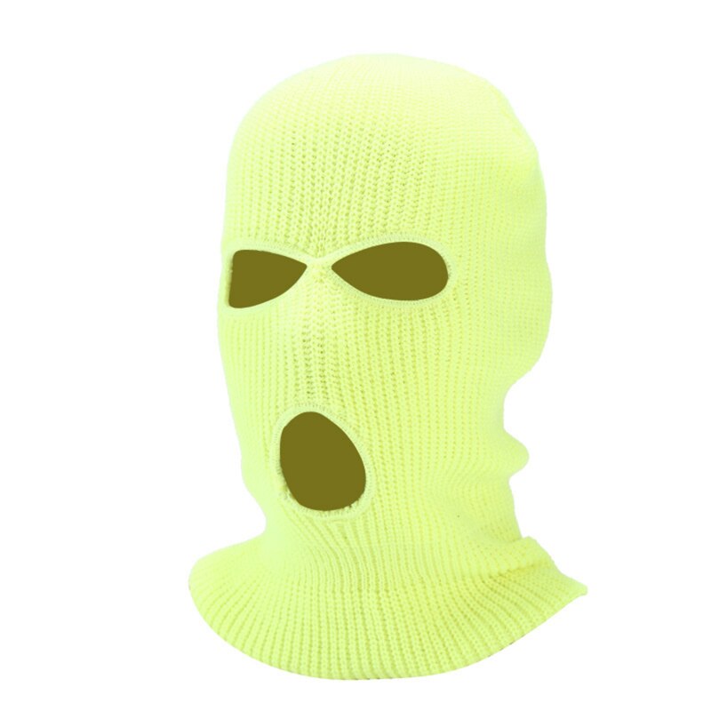 Gorro de lana con tres agujeros para hombre y mujer, gorro de punto antiterrorista, ladrón, fresco, máscara térmica para exteriores, cálido: yellow