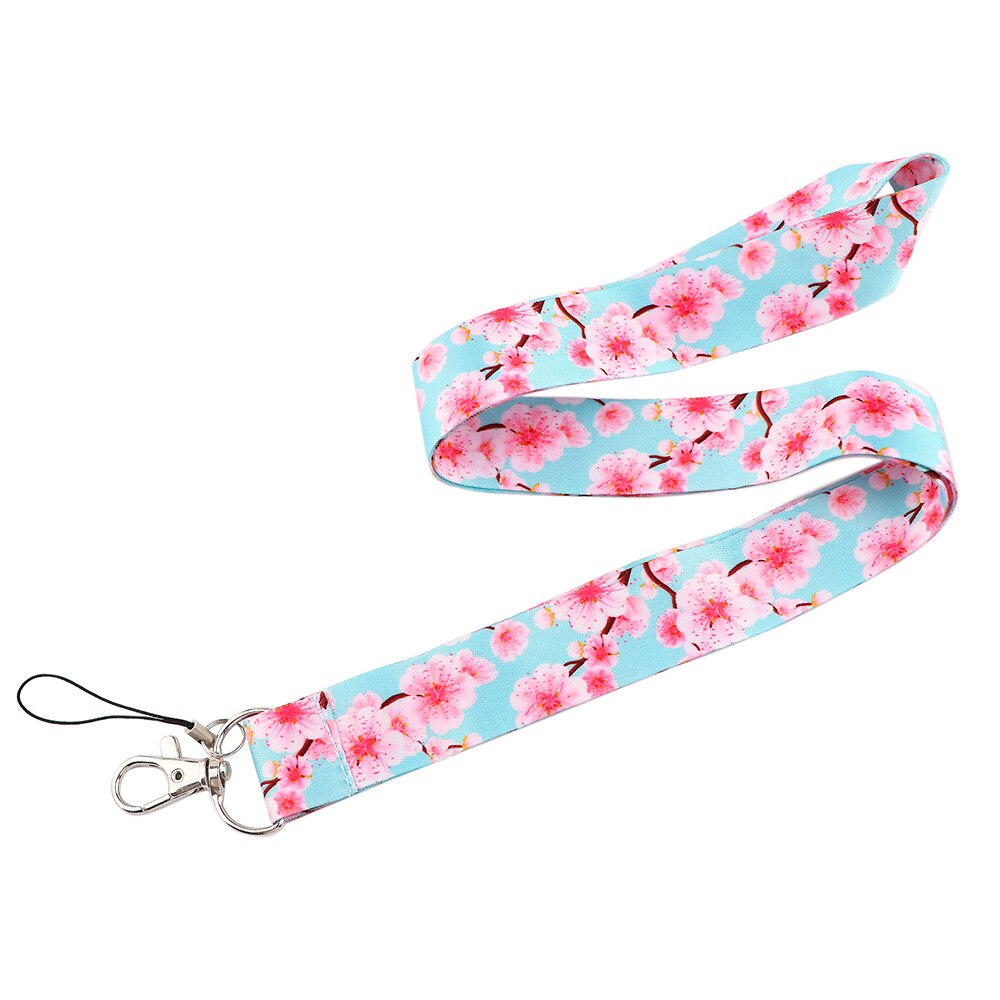 Lanière porte-clé USB à fleurs roses pour téléphone portable, porte-Badge, carte d&#39;identité, cordon, accessoires, ruban: 3
