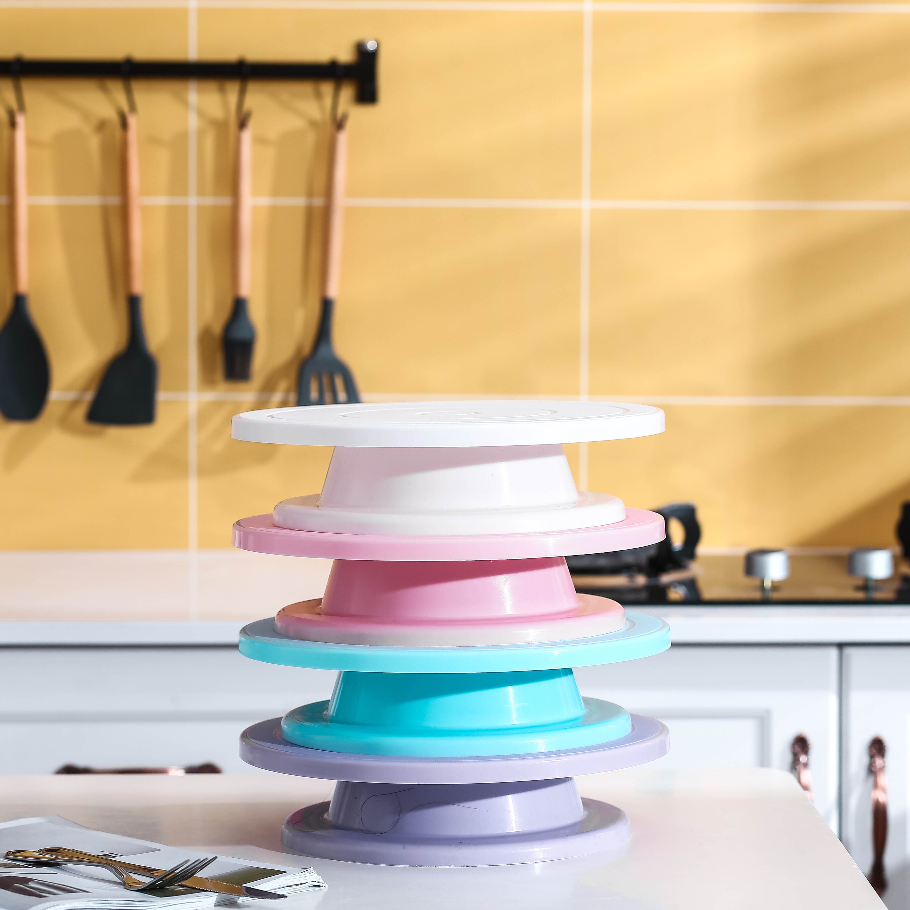 DIY Cake Turntable Baking Silicone Mold Cake Plate Rotating Anti-Skid Round Cake Decorating Stand Tools Rotary Table Pastry