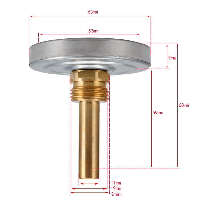 Thermomètre en métal pour tuyau d&#39;eau chaude, température de chauffage de 0 à 120 ° c 63mm pour tuyau d&#39;eau chaude et réservoirs d&#39;huile