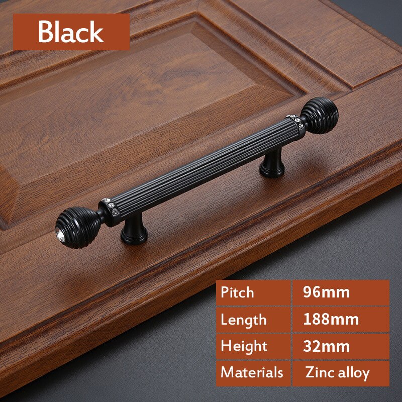 Gull dørhåndtak port luksus svart skuff trekker kjøkkenskap håndtak og knotter møbelhåndtak maskinvare: F