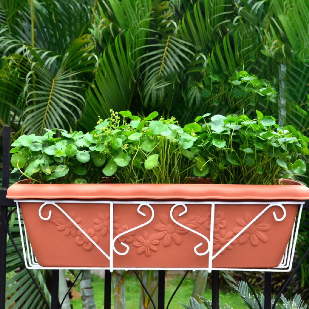 1 Pcs Rechteckige Balkon Geländer Schmiedeeisen Blume Stehen Blume Topf Garten Wand Hängende Lagerung Box Stand Pflanzung Blume