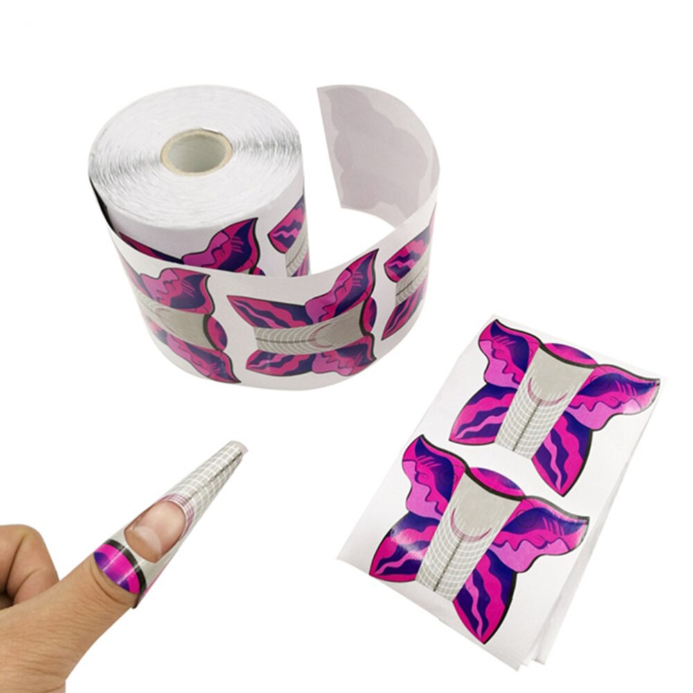 500pcs Nail Forms Shaped Nail Art Guide Form Sticker Acrylic UV Tip Extension Golden Nail Paper Holder Nail Tool