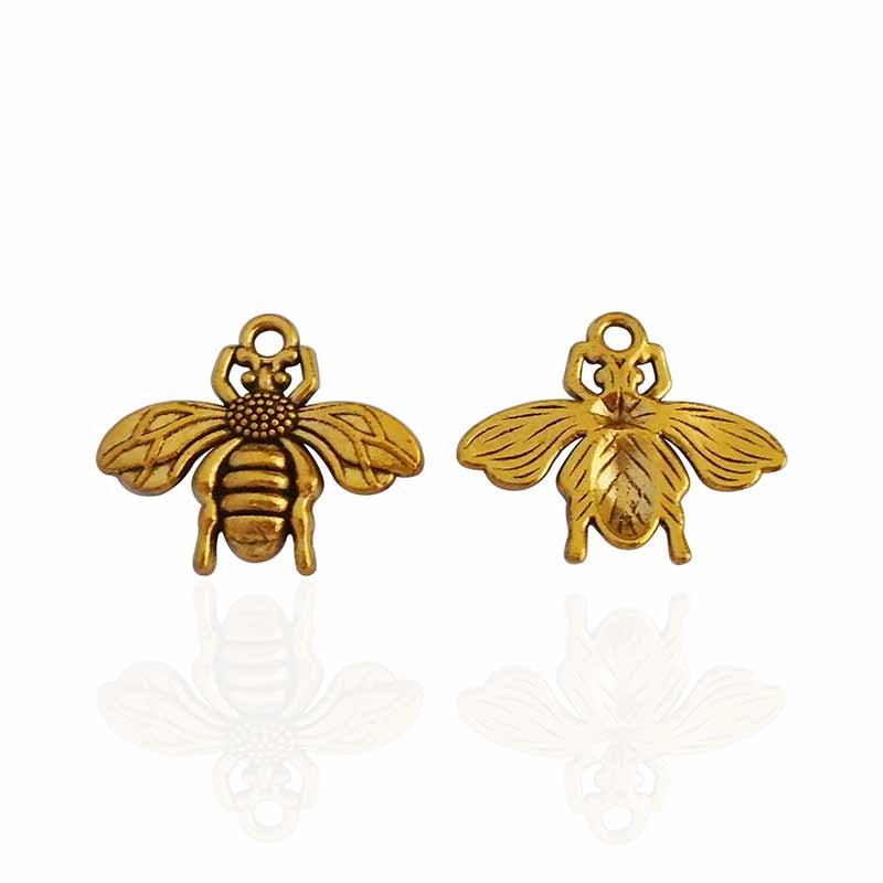 ZXZ 20 piezas de oro antiguo Tono de Bumble Bee colgantes de abeja colgantes para pulsera collar joyería resultados 22x19mm