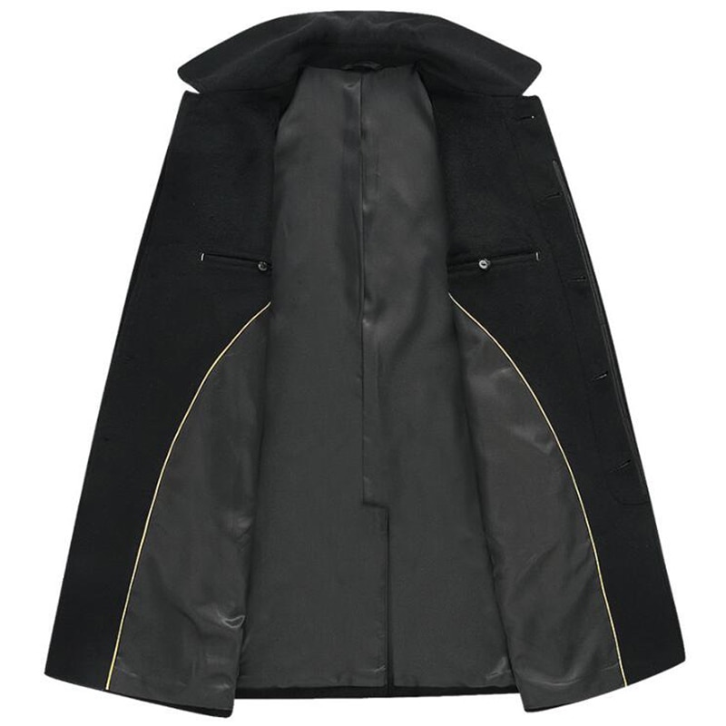 Brand Long Wool Coat Men Pea Coat Jacket Wool Blends Slim Cotton Winter Jackets Mens Woolen Overcoat abrigo hombre