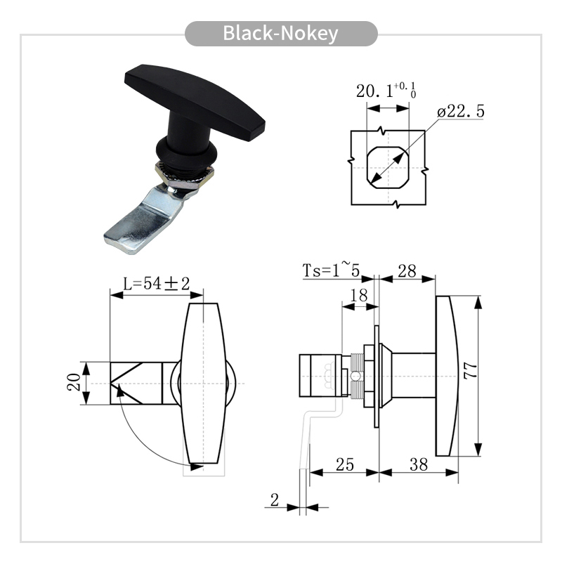 Håndtakslås bakfeste t-lås i sinklegering verktøykasse garasjeport t-lås industriell skaplås til tilhenger campingvogn kalesje: Svart bronse