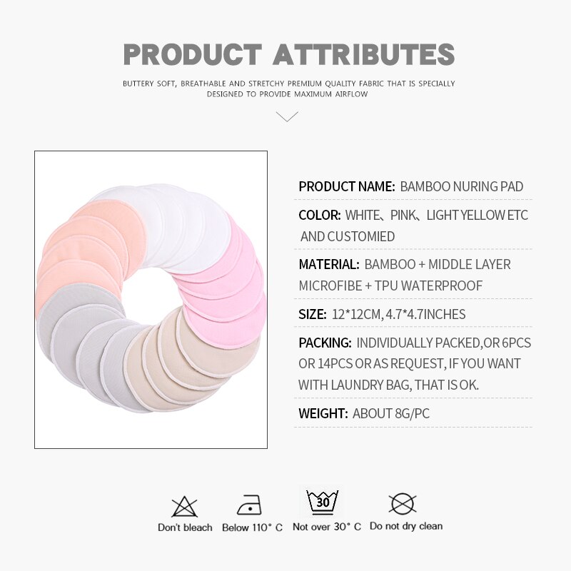 Coussinets d'allaitement en TPU imperméable à l'eau pour l'allaitement absorbant Anti-débordement de 6/14 pièces par ensemble