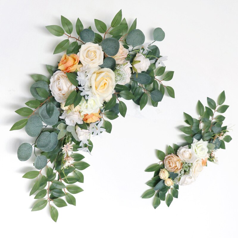 Guirlande artificielle pour arc de mariage, 2 pièces/ensemble, accessoires, carte de bienvenue, décor de panneau mural Floral, Arrangement de rangée de fleurs, exposition de fenêtre