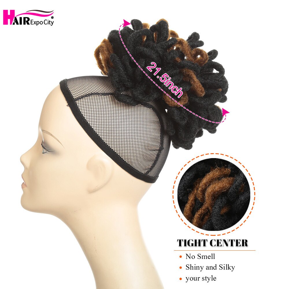 20.5 " dreadlocks chignon afro høj pust syntetisk hår knold hestehale klip i hår extensions snore hestehale hårstykker