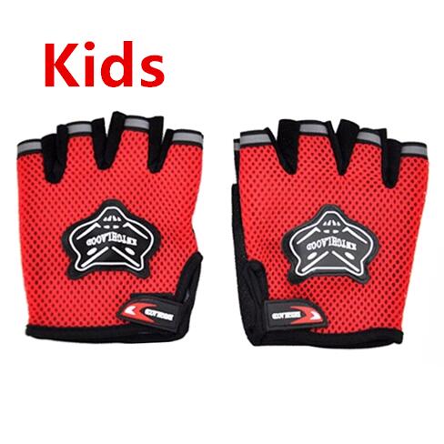 chico s deportes al aire libre guantes de moto transpirables Fitness medio dedo estilo moto guante para niño chico guantes de moto de cross: Kids Red