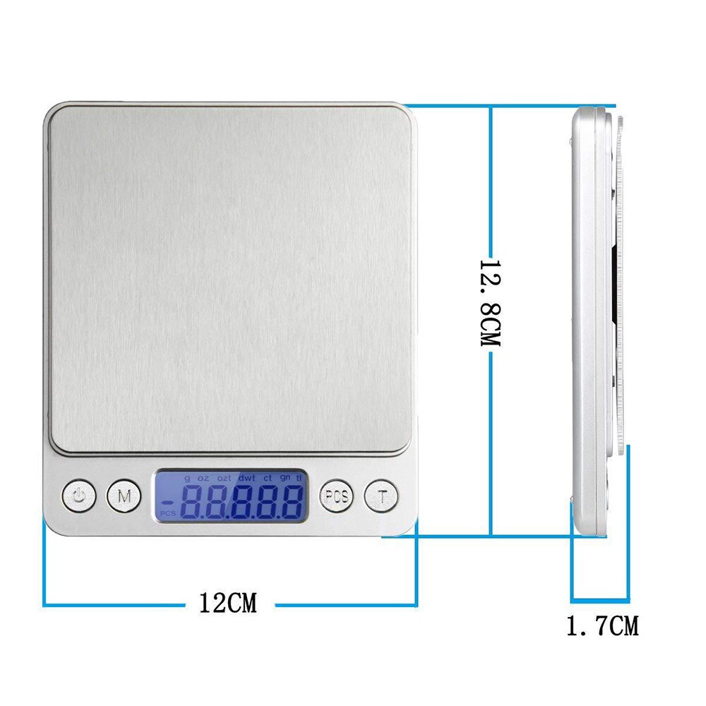 Báscula Digital de acero inoxidable para cocina, joyería de precisión, peso electrónico, dorado, gramos, 1kg/2kg/3kg/0,1g/500g/0,01g