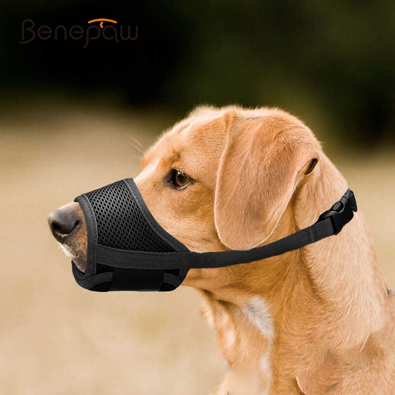 Benepaw Ademend Zachte Mesh Gevoerde Snuit Voor Hond Verstelbare Loop Comfortabele Huisdier Mond Cover Voorkomen Bijten Barking Kauwen