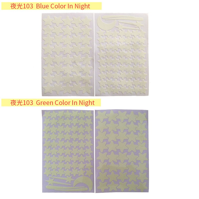 103 Stuks Lichtgevende Sterren Meteoor Maan Muursticker Voor Kinderkamer Woonkamer Slaapkamer Decoratie Decals Glow In The Dark 3D Stickers