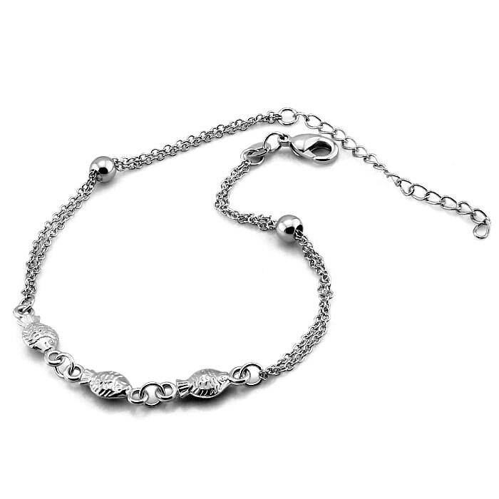 Fashionable woman pure silver anklets.Solid 925 silver fish anklets.Cute girl anklets.Charming lady silver jewelry