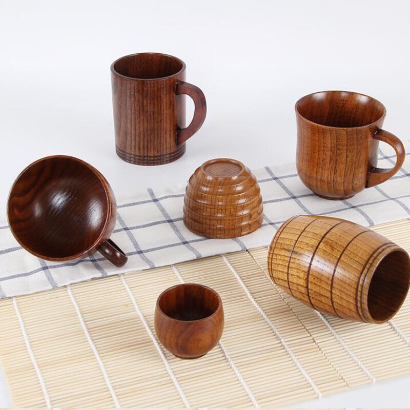 Naturligt trä mugg kaffe vin glas vattenkokare isolering tekopp för familjen te rum bar öl mjölk drinkware