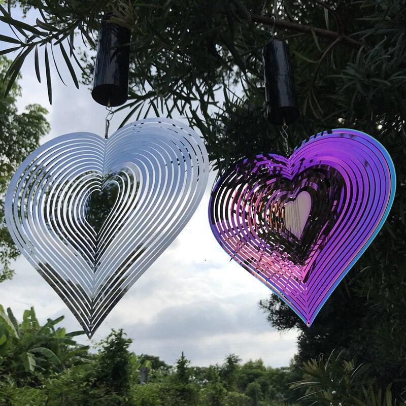 3D Round Rotating Wind Chimes Flowing-Light Effect Home Garden Decoration Outdoor Hanging Decor Shiny Wind Spinners