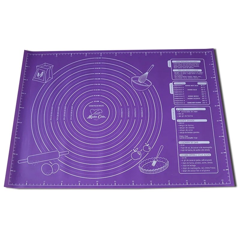 1pcs Silicone Kneading Pad Large Size with Scale Baking Mat for Rolling Dough Pizza Non-Stick Maker Holder Kitchen Tools: Purple / 60x45cm