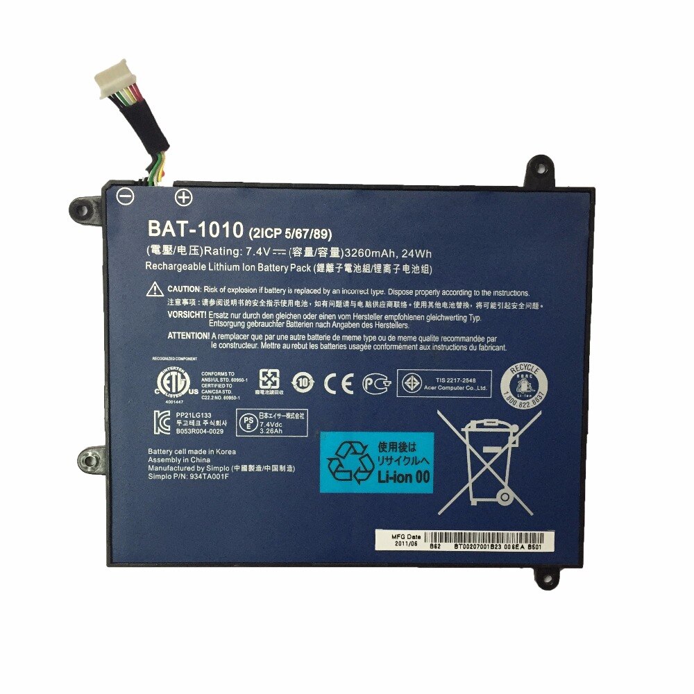 7.4v 24wh 3260mah BAT-1010 Original Laptop Battery for Acer Iconia Tab A500 A501 A500-10S32u BAT-1010 bat 1010
