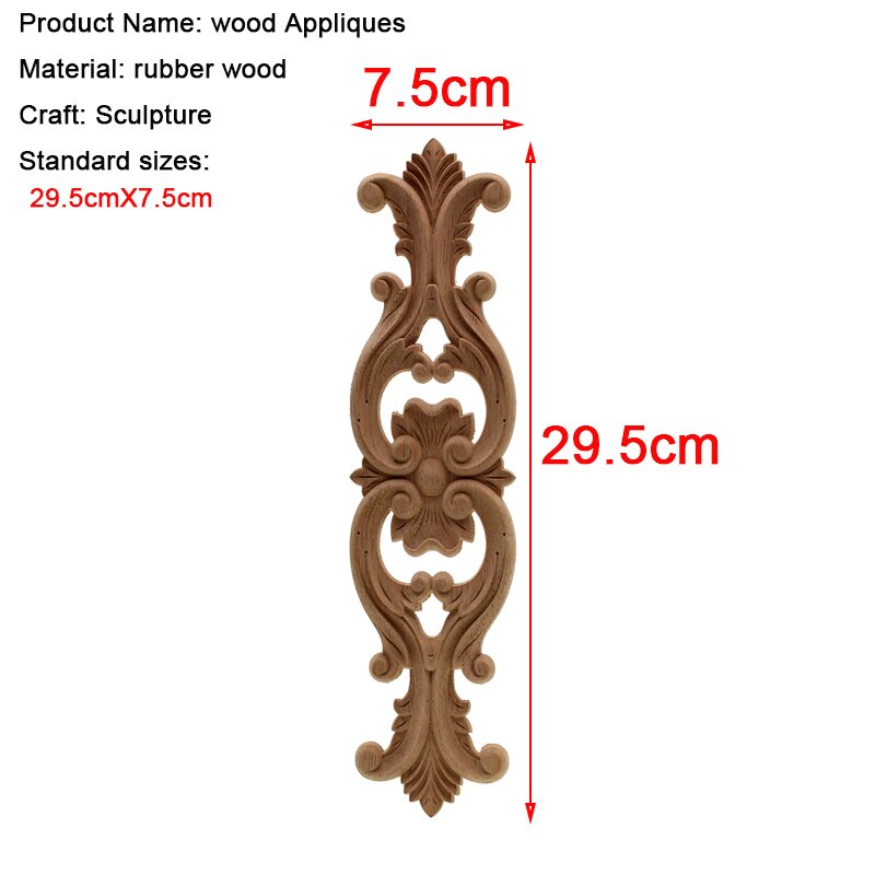 VZLX Ongeverfd Hout Eiken Golf Bloem Onlay Decal Hoek Applique voor Meubelen Decor Decoratieve Hout Gesneden Lange Applique: 29.5cmX7.5cm