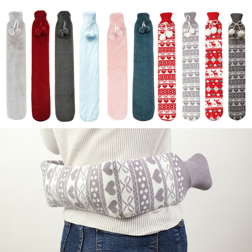 52cm Removable Cover Fur Rubber Water Bottle Extra Long Christmas Water Bottles Bag For Waist Hand Foot Warming