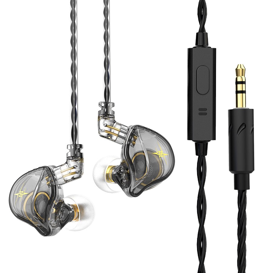 QKZ-auriculares ZXT con controlador Dual HiFi, cascos con cable desmontable con micrófono, reducción de ruido, Monitor de música, EDX: Gris