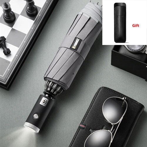 Xiaomi Zuodu Reflektierende Regenschirm männer Automatische Regenschirm Lampe Umge Weibliche sonnig Regen Klapp Automatische UV Großen Regenschirm: mit LED grau